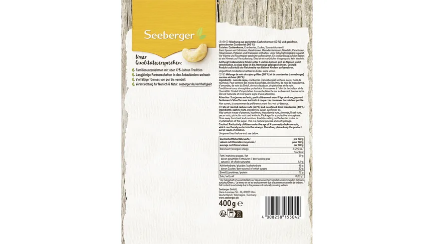 Seeberger Cashew-Cranberry-Mix 400 g