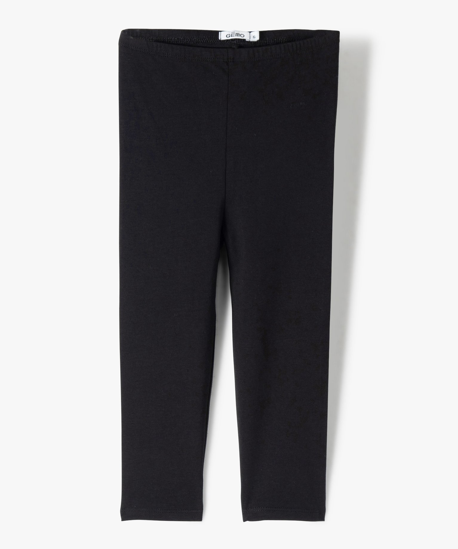 Legging fille court uni à taille élastiquée noir | GEMO
