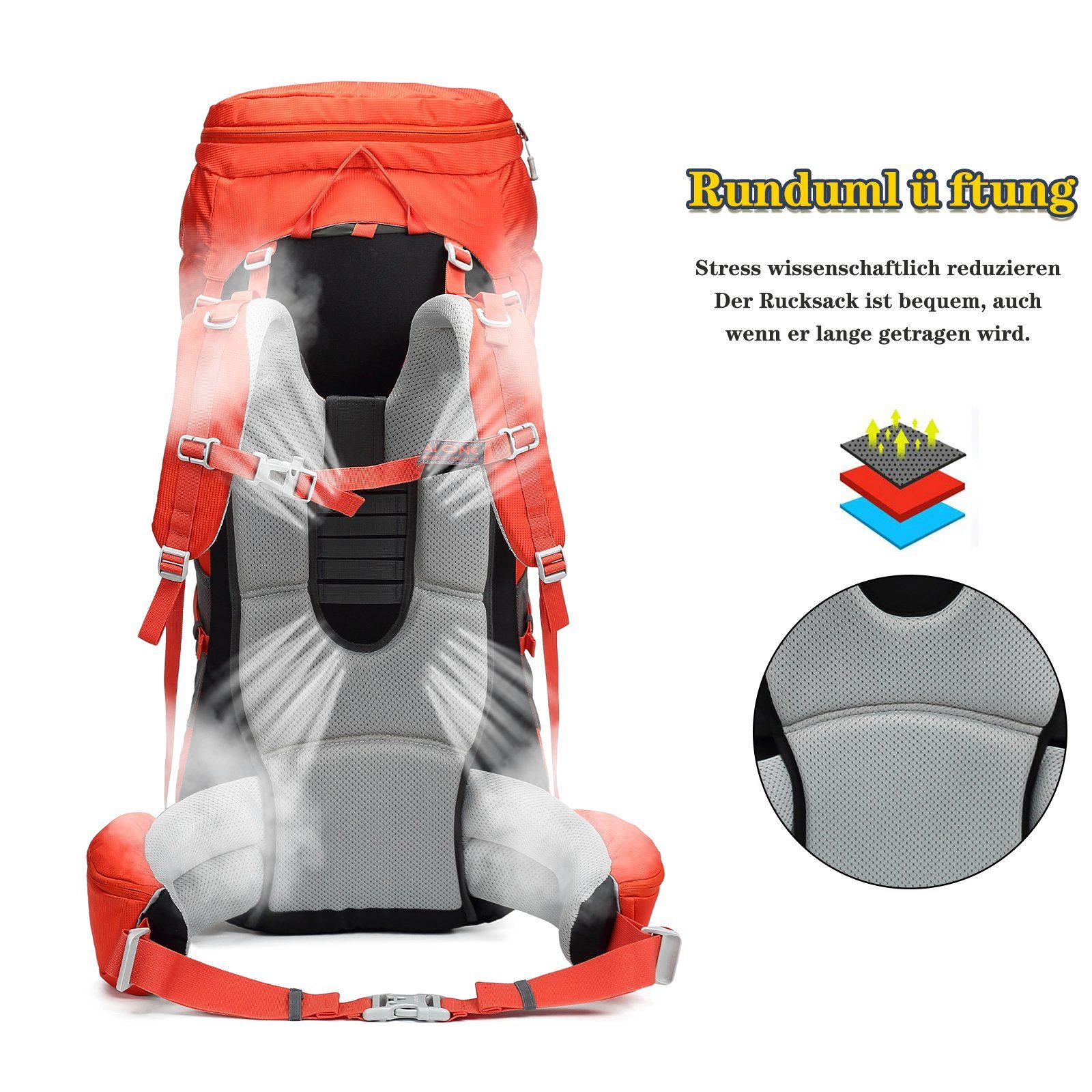 TAN.TOMI Wanderrucksack 80L Trekkingrucksack Campingrucksack Wanderrucksack Großer, Reiserucksack Mit Regenabdeckung für Wandern, Radfahren, Klettern