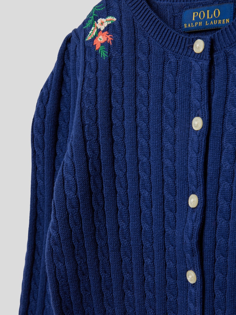 Strickjacke aus Baumwolle mit Label-Detail in marineblau