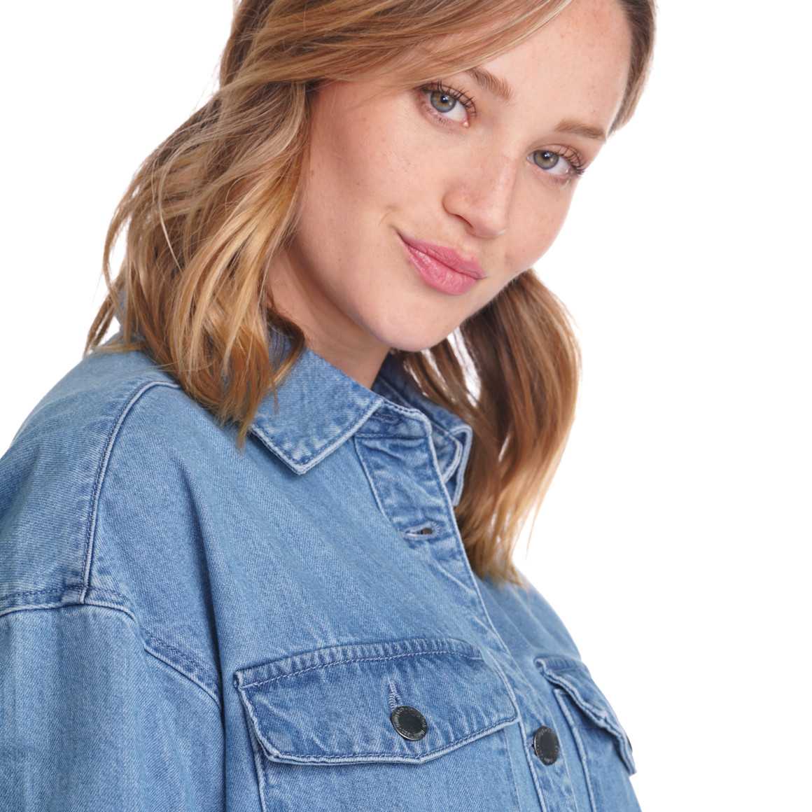 Damen Jeanshemd in Denim-Optik