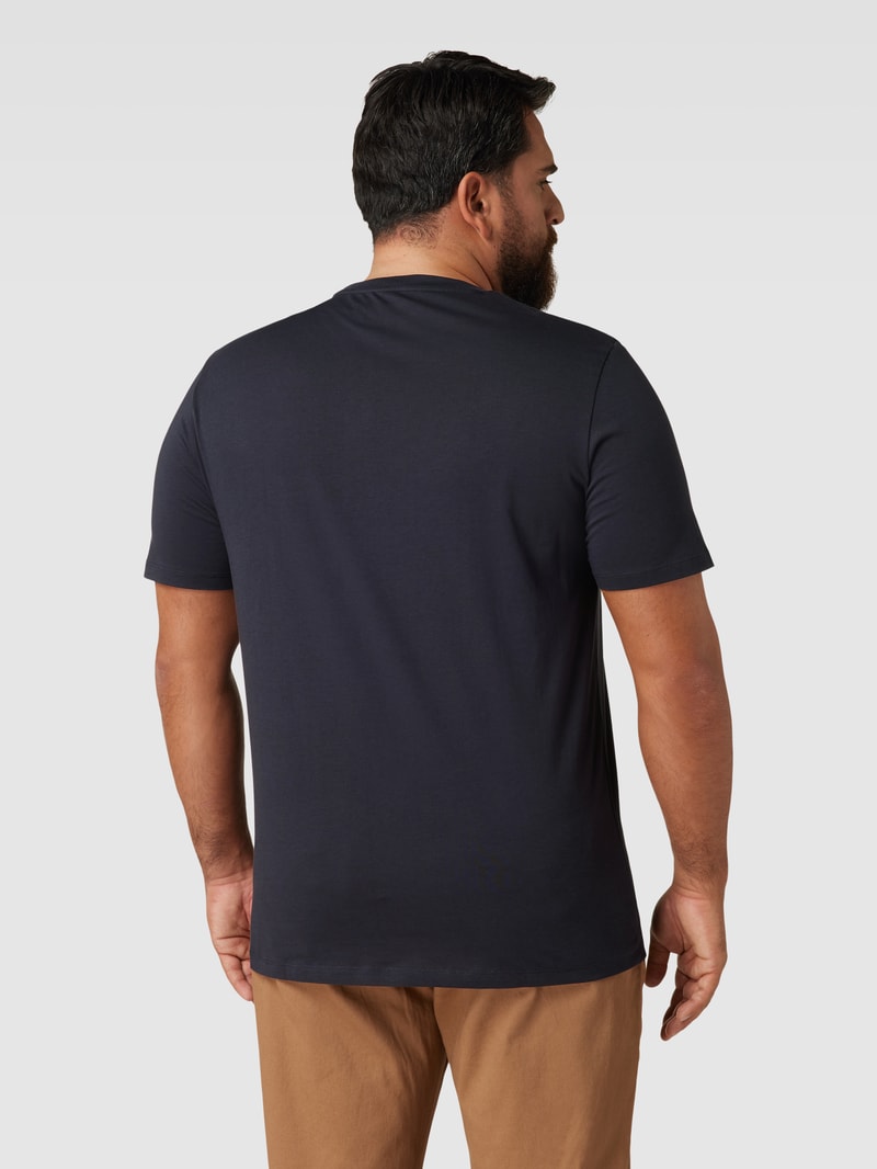 PLUS SIZE T-Shirt in melierter Optik Modell 'ELOGO' in dunkelblau