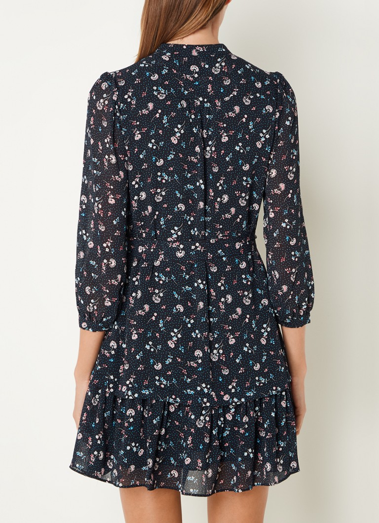Abito corto a blusa Hobbs Pearl con stampa floreale e cintura da annodare