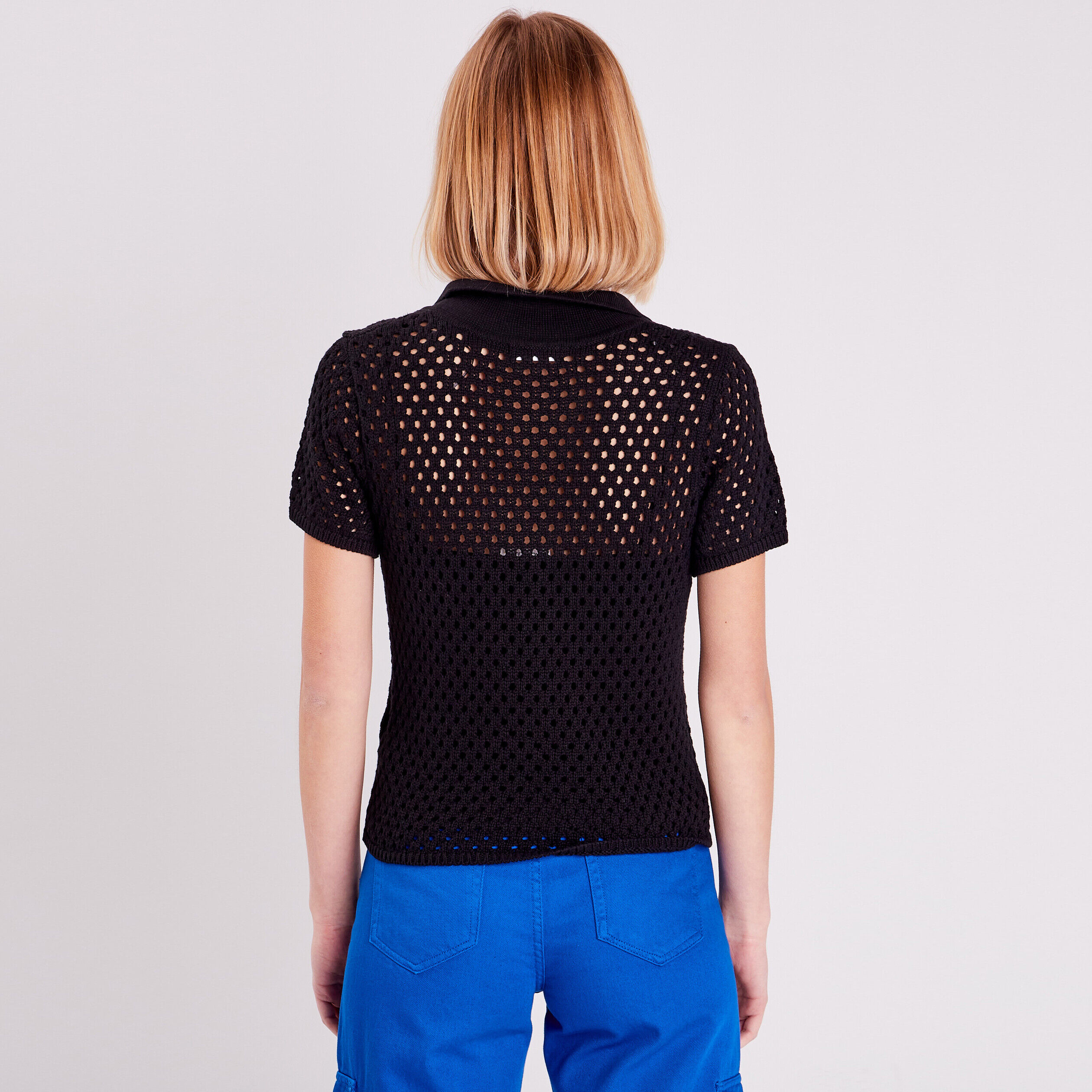 Polo manches courtes noir femme | Cache Cache