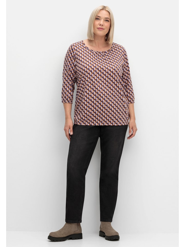 sheego 3/4-Arm-Shirt in aubergine gemustert günstig kaufen 46