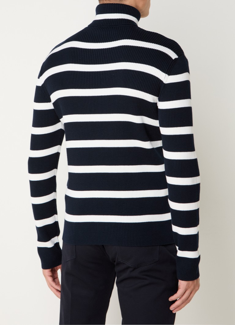 Emporio Armani Fine-knit sweater in virgin wool blend with stripe print
