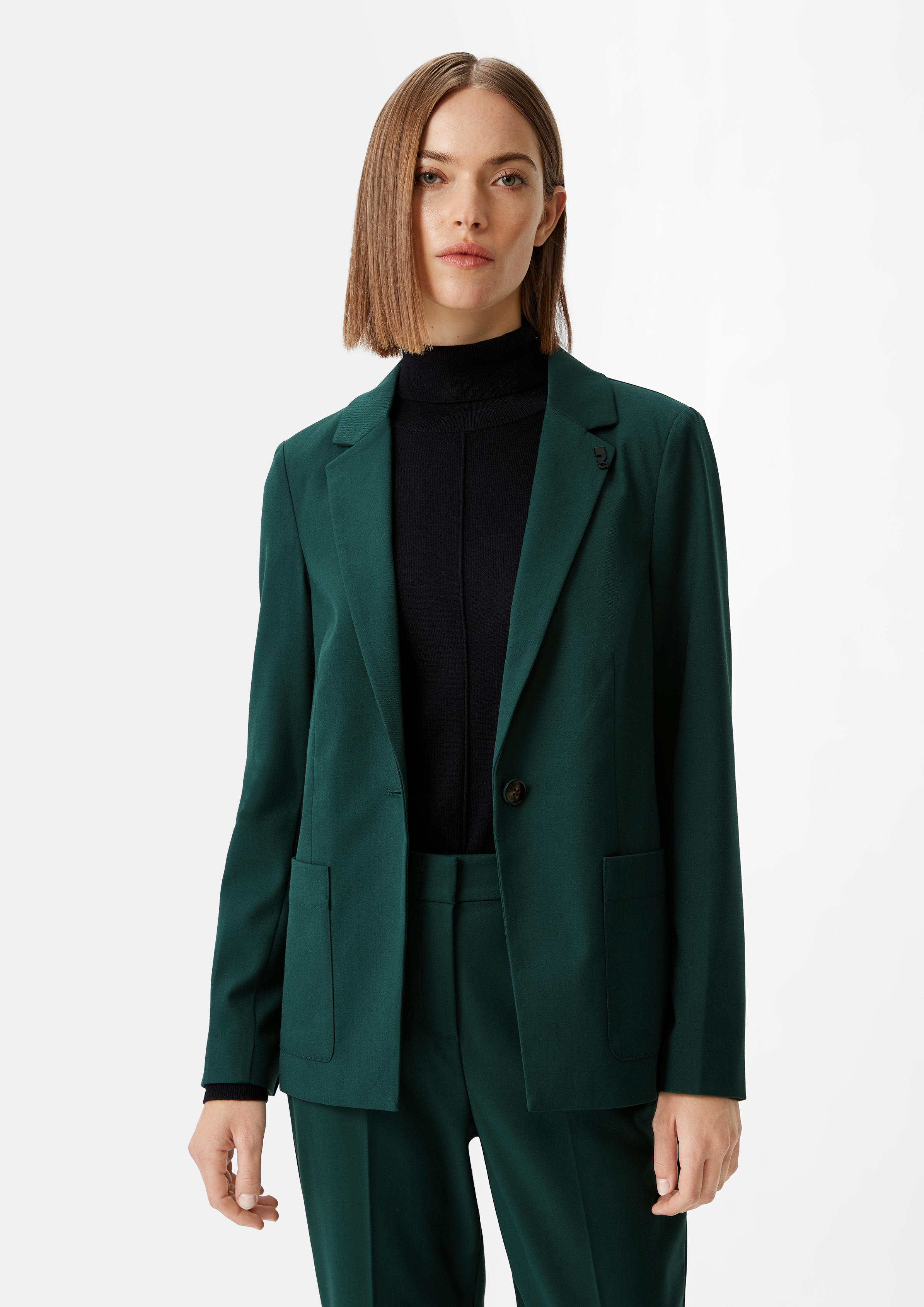 Antaillierter Blazer aus Twill - tannengrün