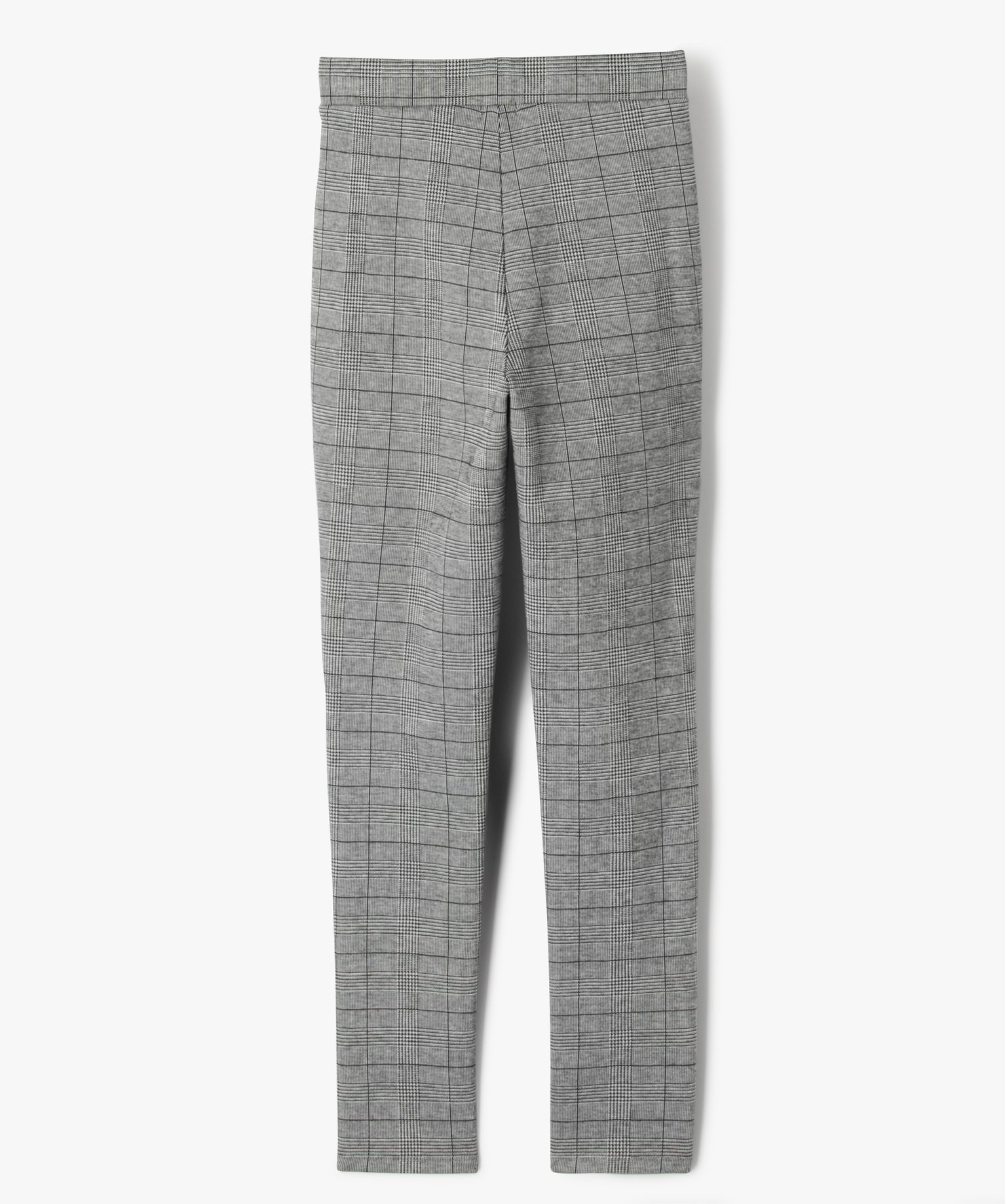 Pantalon slim en maille à carreaux et taille haute fille noir | GEMO
