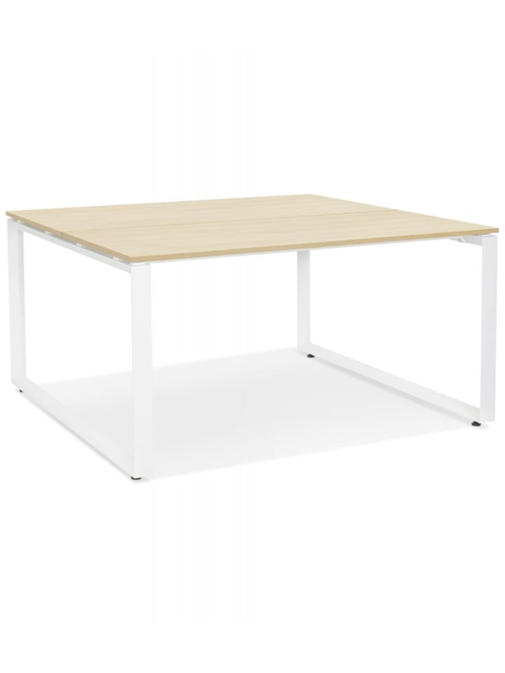 KADIMA DESIGN BAKUS SQUARE Schreibtischbank aus Holz und Metall | Modern in Beige-Weiß günstig kaufen