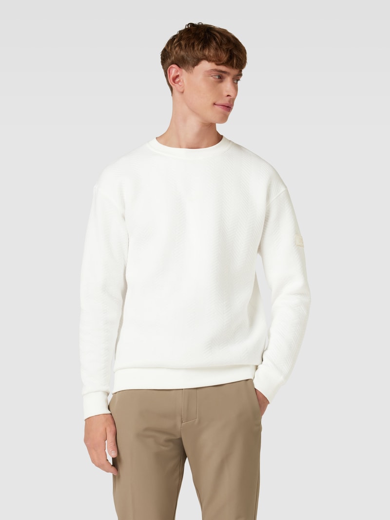 Sweatshirt mit Strukturmuster Modell 'Taras' in weiß