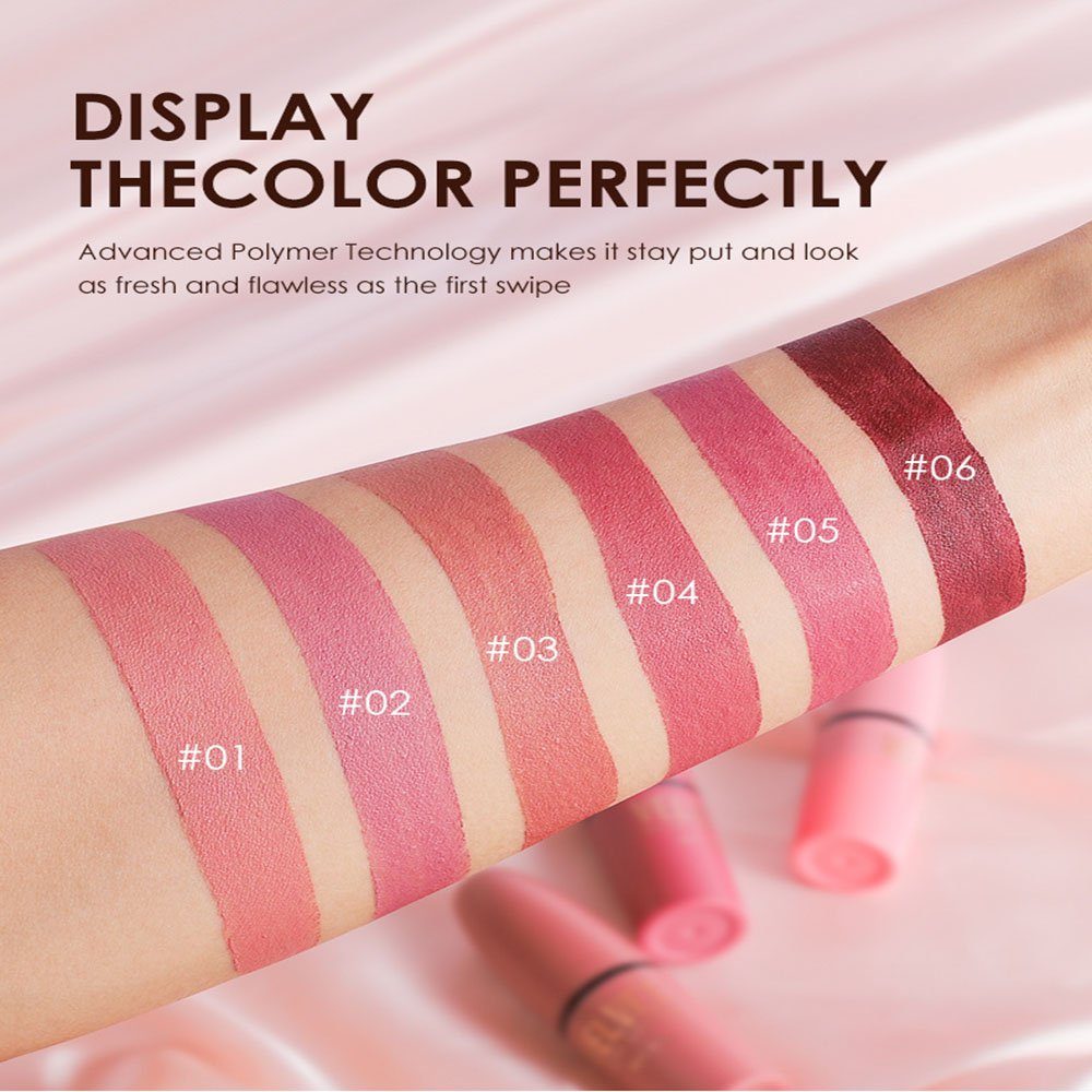 POCHUMIDUU Lippenstift-Set 6 Lippenstift-Sets,Matt,Wasserdicht, hochpigmentierter Samt, 6-tlg., Intensive Farbe und lang anhaltende Feuchtigkeit