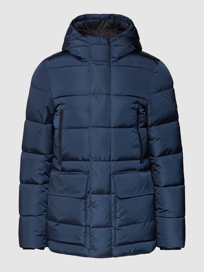 Steppjacke mit Label-Detail Modell 'CLIFF' in dunkelblau