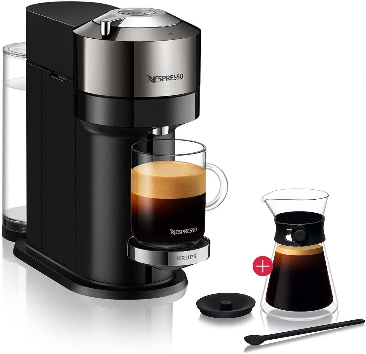 Krups Kapselmaschine Nespresso Vertuo Kaffeemaschine Kaffeekapselmaschine + Pour-Over, Style Kaffeebereiter Automatische Abschaltung Kurze Aufheizzeit