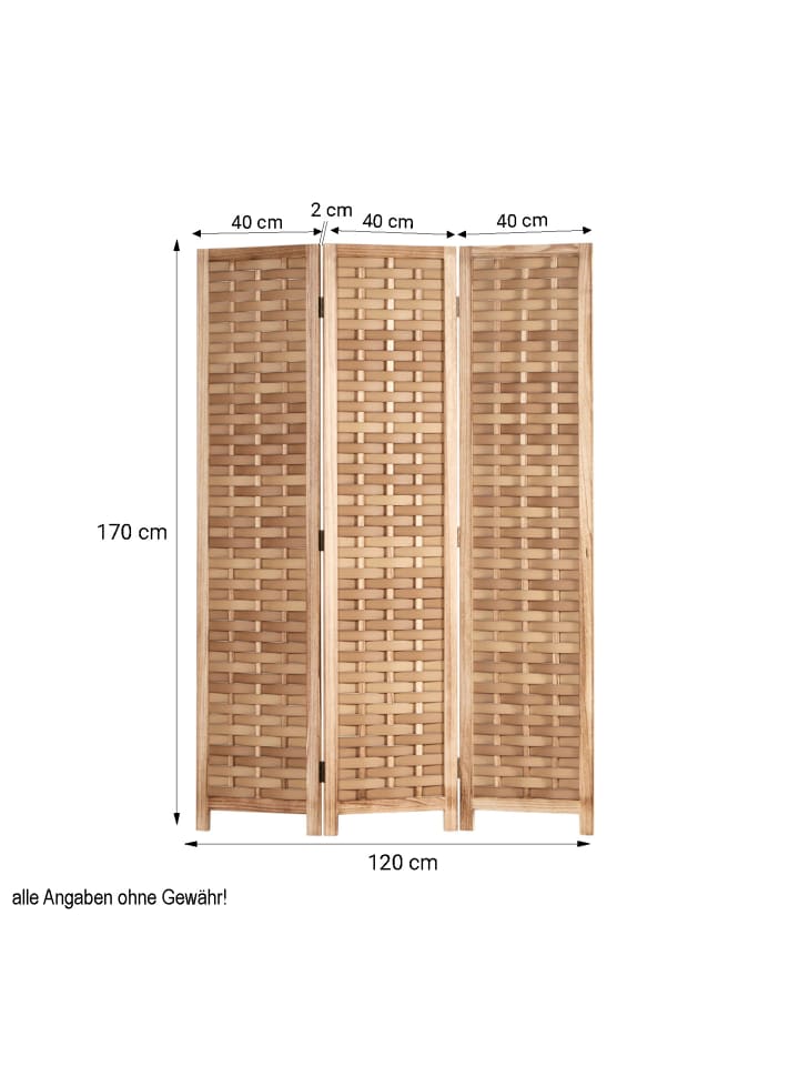 Homestyle4u 3-tlg. Paravent in Braun 120x170 günstig kaufen onesize