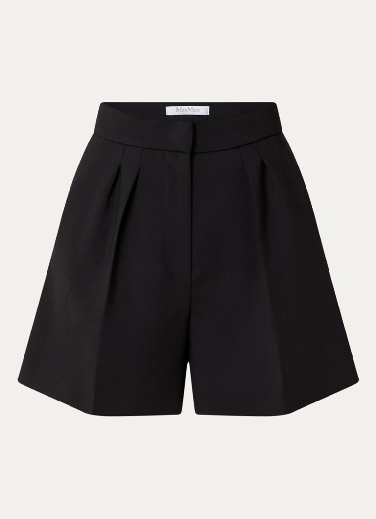 MaxMara Zic high waist wide fit wool shorts with pleat detail