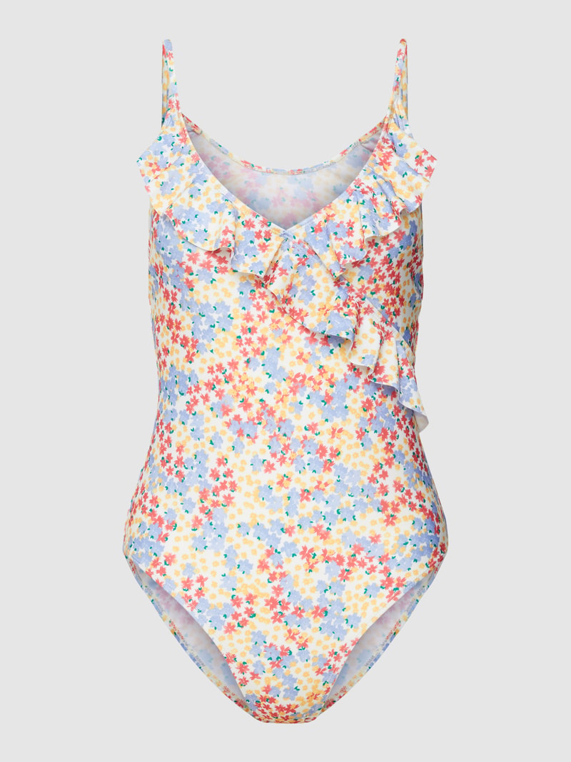 Badeanzug mit Allover-Motiv-Print Modell 'Oline Bly Frill' in offwhite