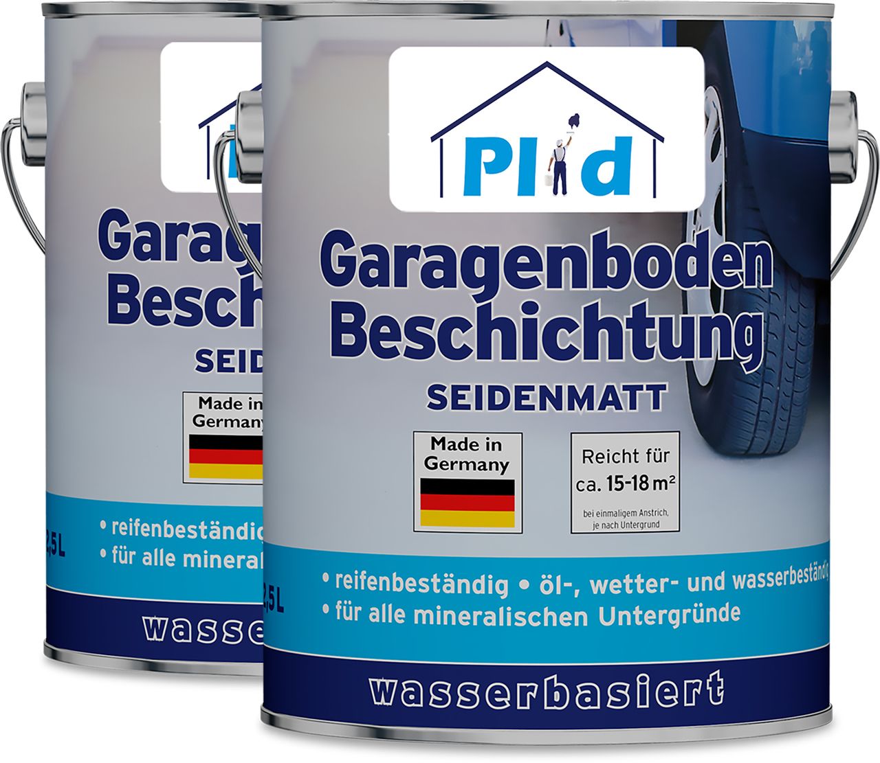 Plid Premium Garagenbodenbeschichtung Bodenbeschichtung Bodenfarbe Silbergrau