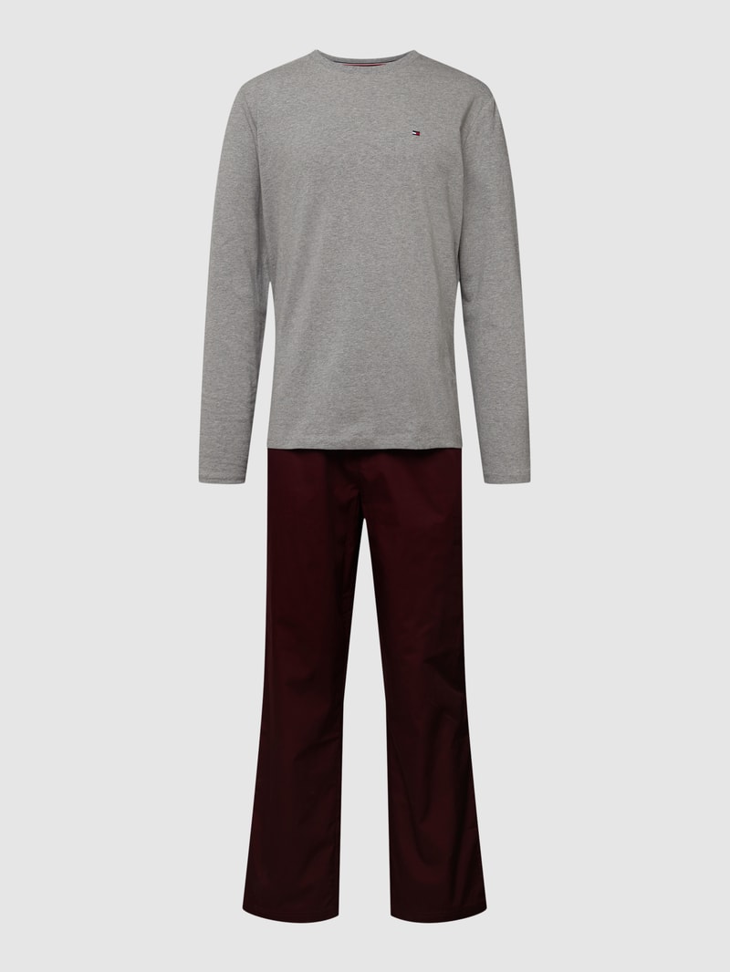 Pyjama mit Logo-Bund in dunkelrot