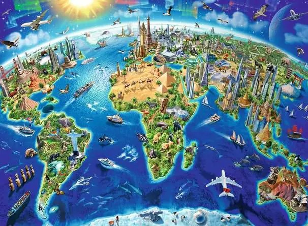 Kinderpuzzle ab 8 Jahren - Große, weite Welt - 200 Teile