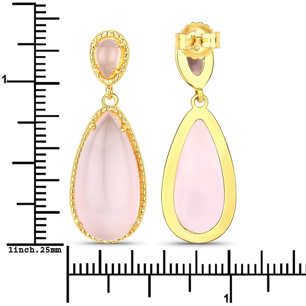 Rafaela Donata Boucles doreilles Argent sterling Quartz rose en Or jaune Bijoux