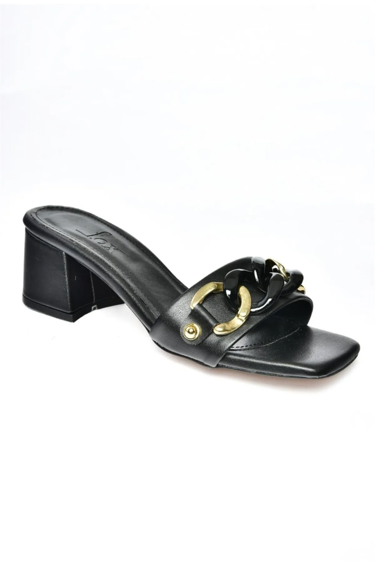 Fox Shoes  P590550509 Schwarze Damenhausschuhe mit dicken Absätzen