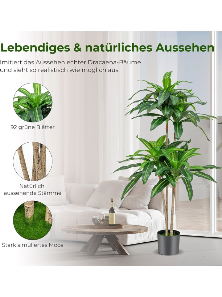 COSTWAY 140cm Kunstpflanze in Grün günstig kaufen onesize