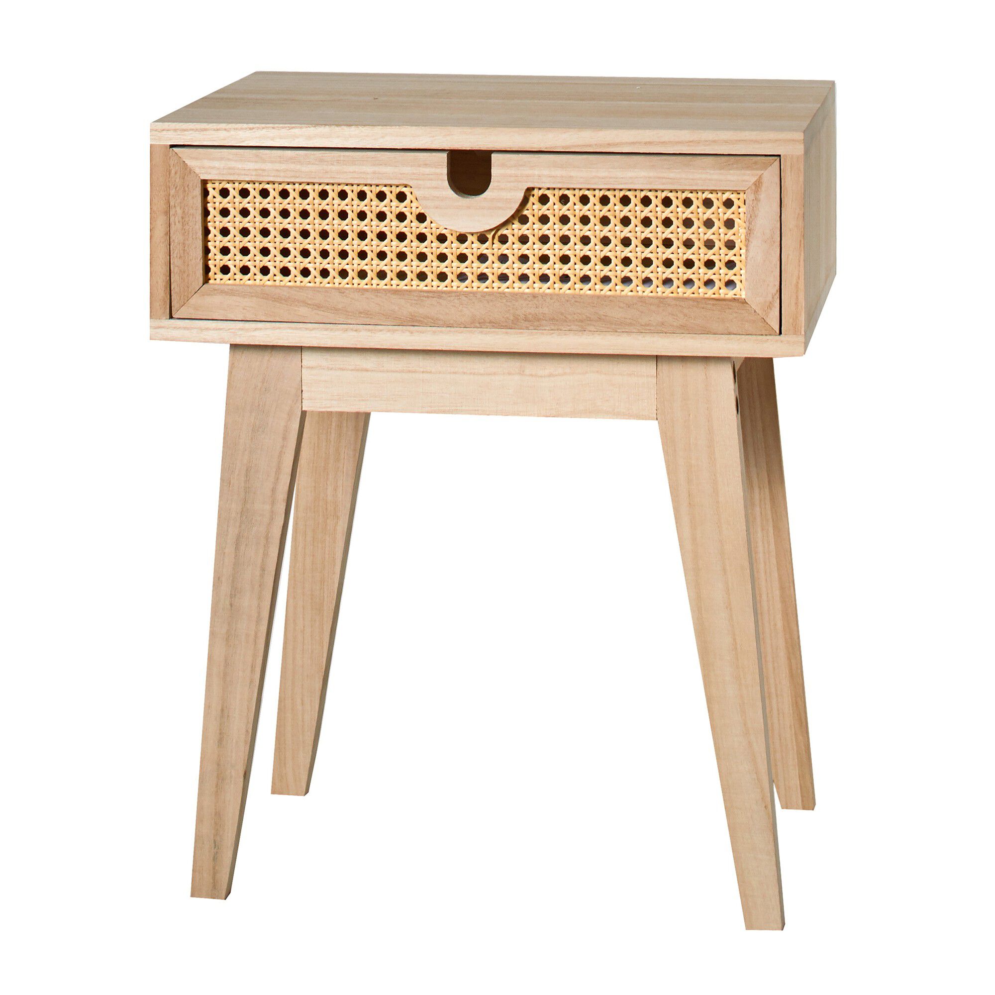 Chevet en bois et cannage
