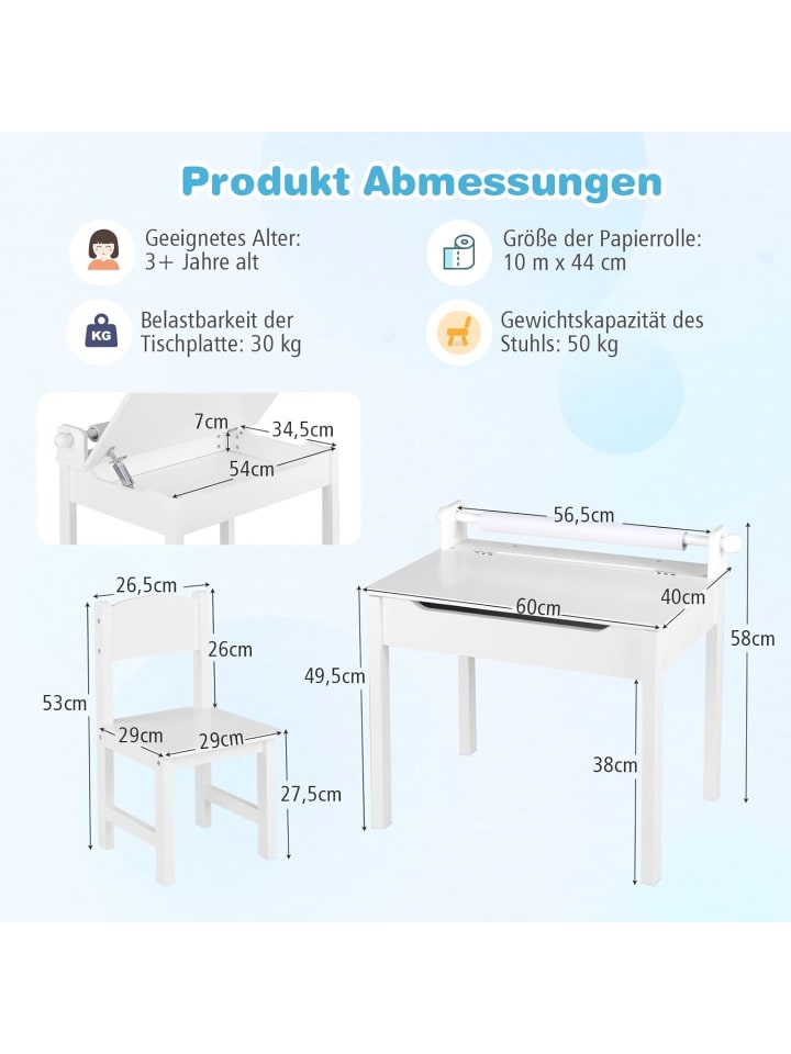 COSTWAY Schreibtisch Set ab 3 Jahren in Weiß günstig kaufen onesize