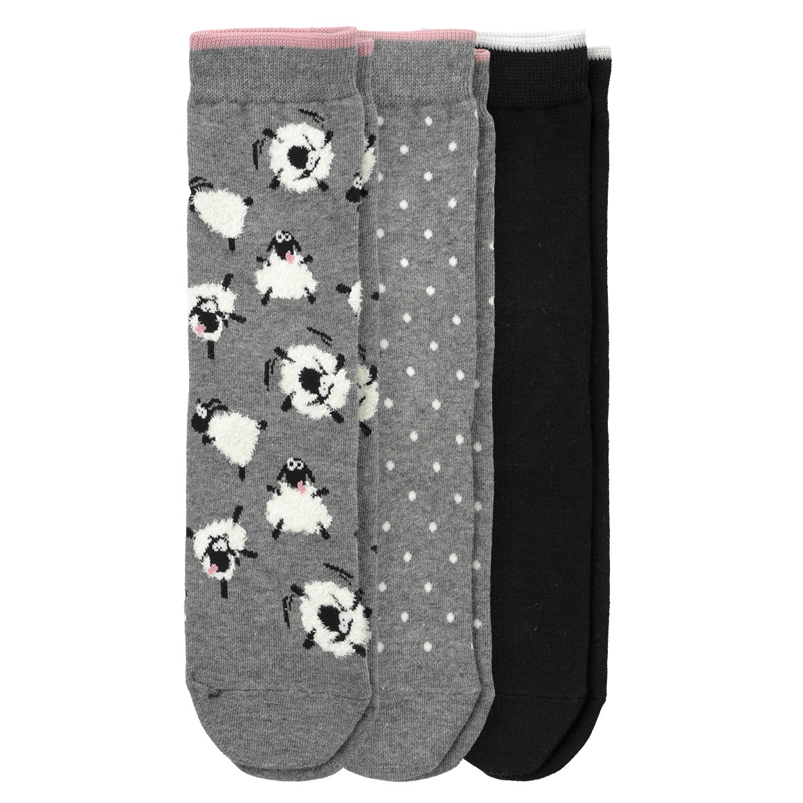 3 Paar Damen Socken im Muster-Mix