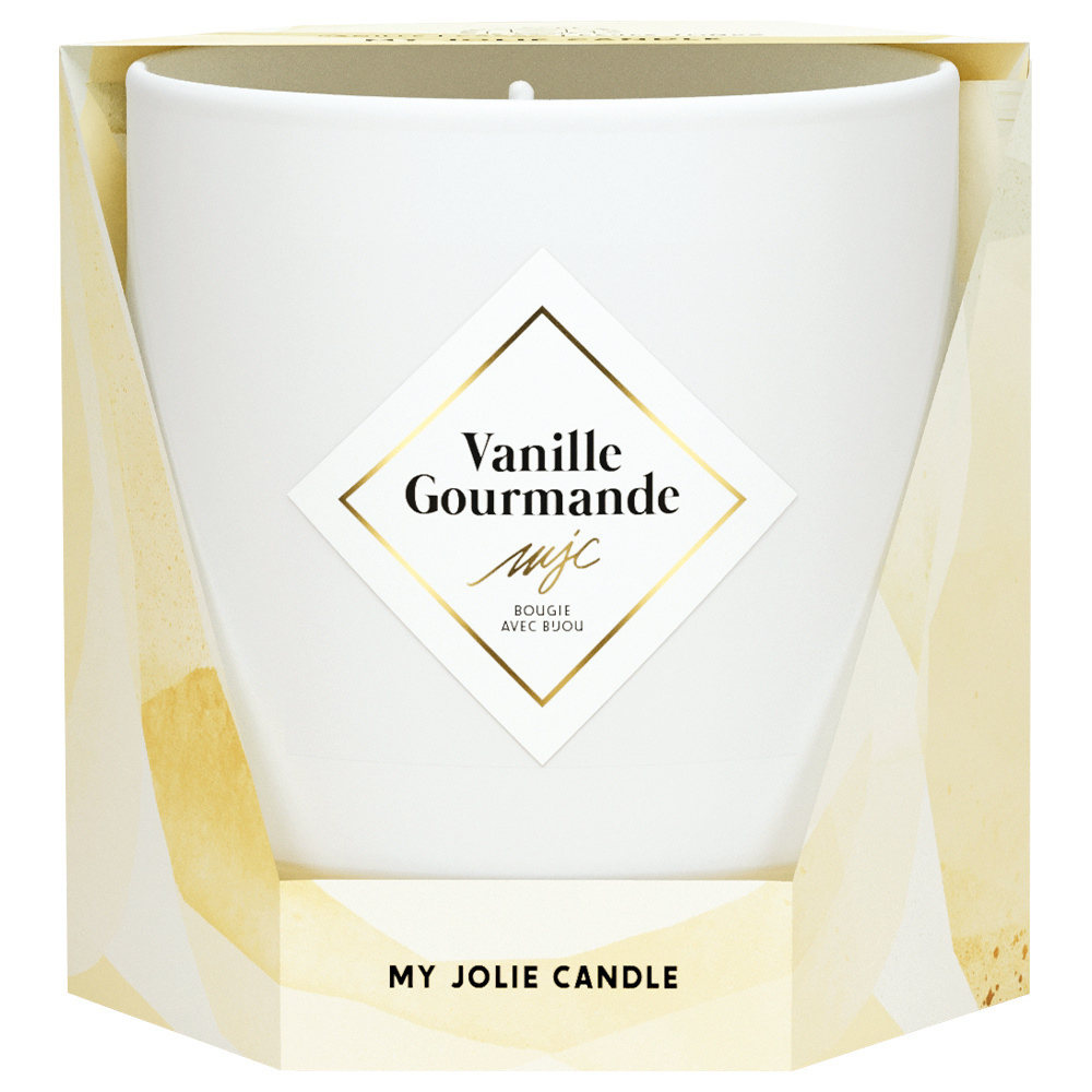 my jolie candle Bougie collier or bille beige vanille gourmande Bougie
