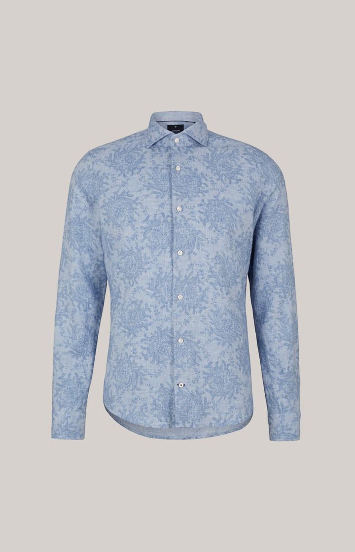 Wool-Mix-Hemd Pai in Blau gemustert