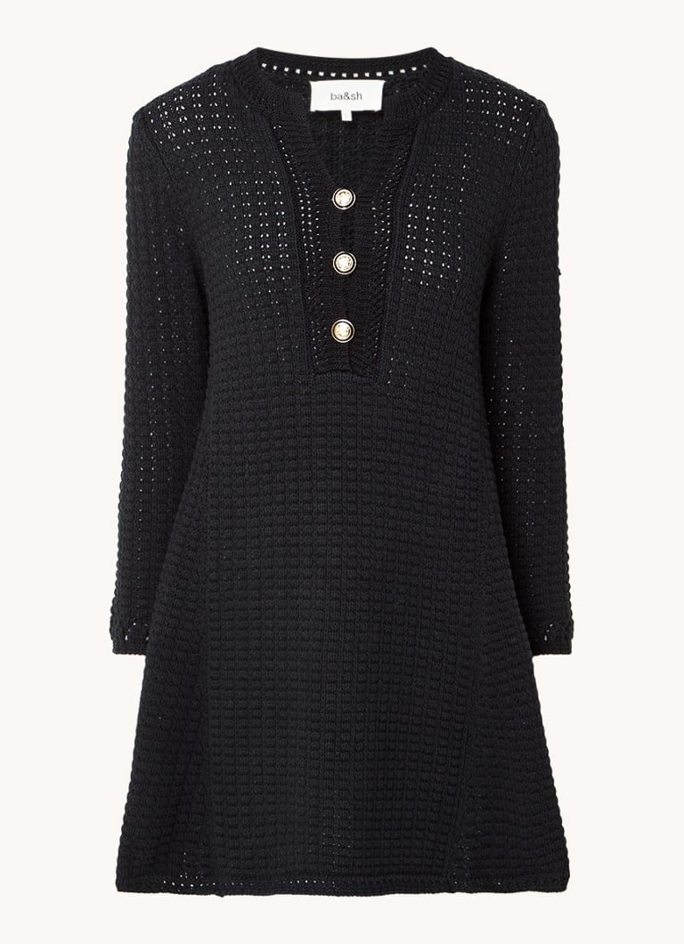 Rochie mini Gysele din tricot gros cu imprimeu ajurat, de la ba&sh.