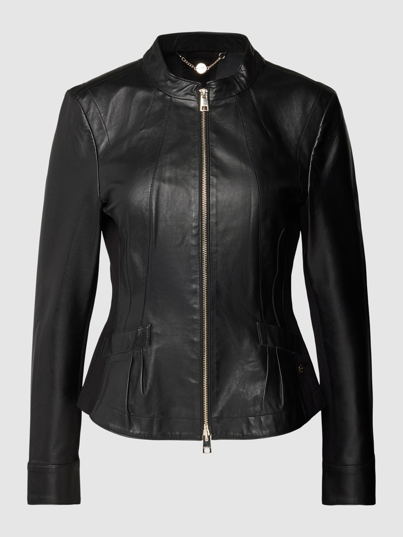 Lederjacke mit Reißverschluss in schwarz