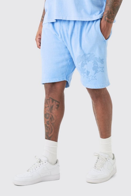 Plus Oversize Shorts mit Dream Worldwide Print