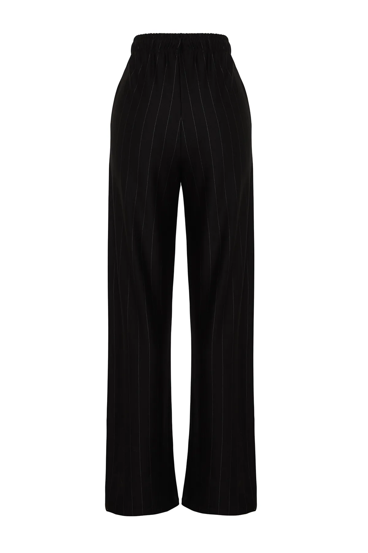 Trendyol Collection  Schwarze, dick gestreifte, gerade/gerade geschnittene Stretchhose TWOSS24PL00072