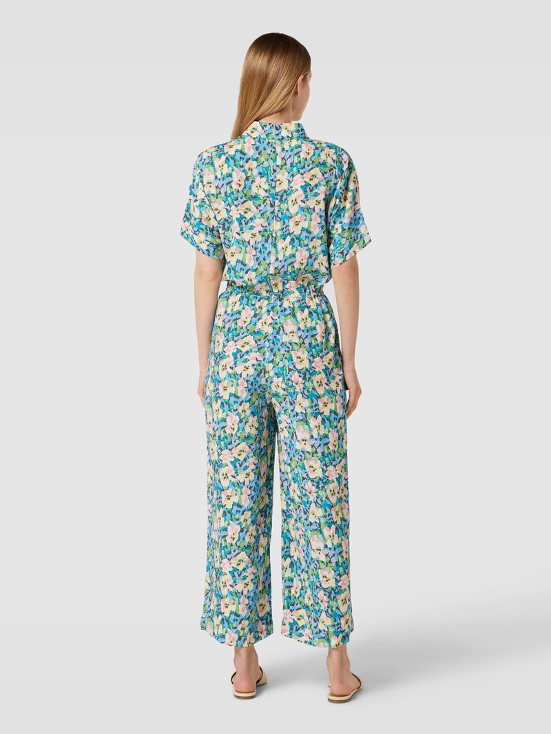 Jumpsuit mit Allover-Muster aus reiner Viskose in blau