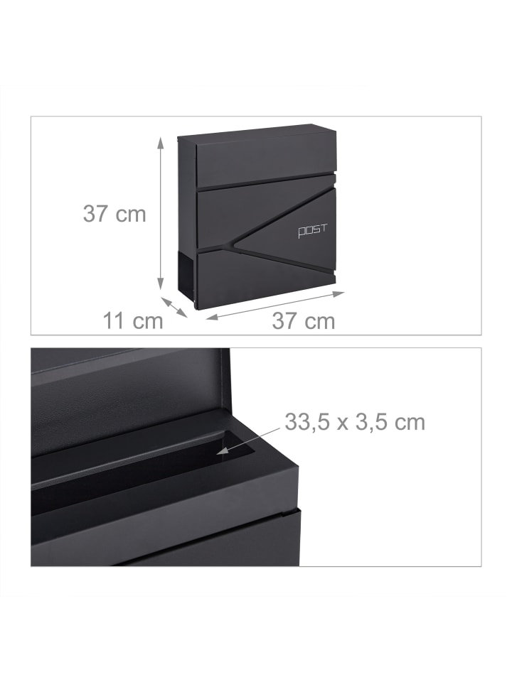 relaxdays Briefkasten in Schwarz günstig kaufen onesize