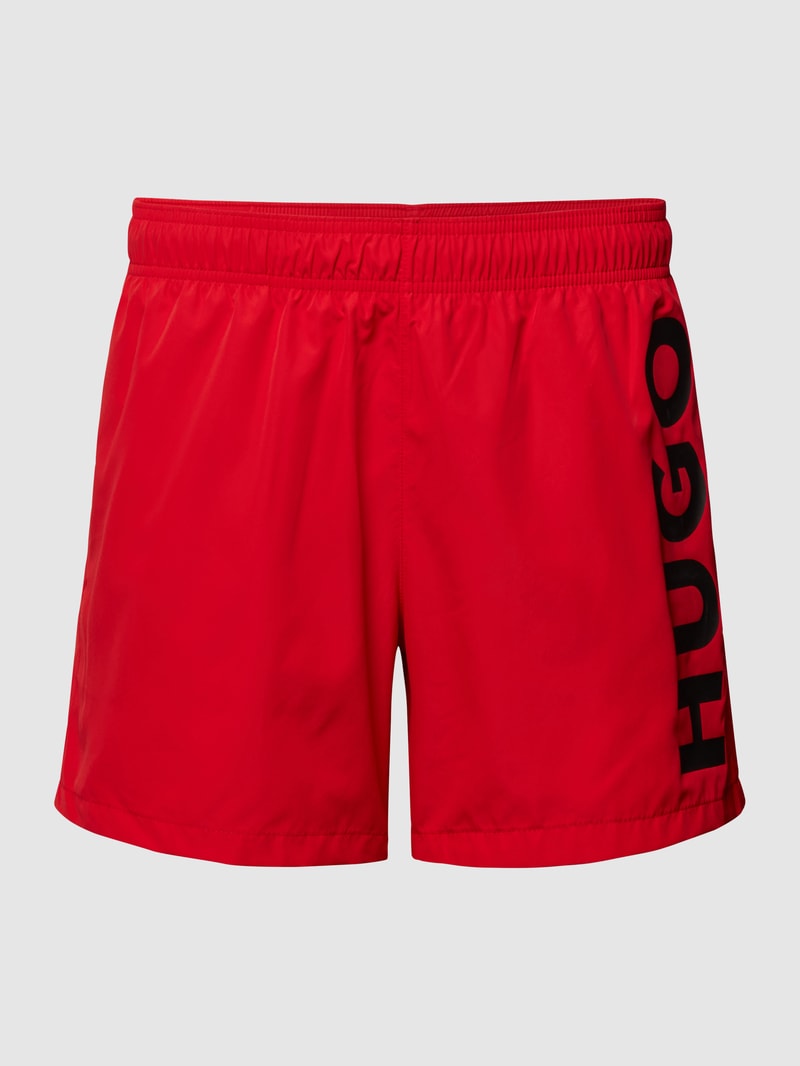 Badehose mit Label-Schriftzug Modell 'ABAS' in rot