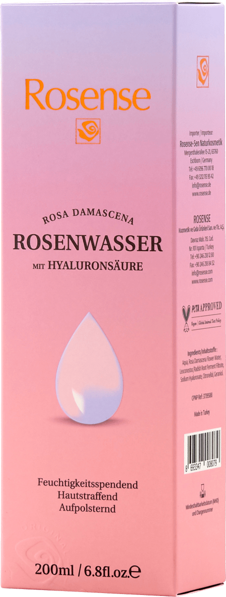 Gesichtswasser Rosenwasser mit Hyaluronsäure, 200 ml