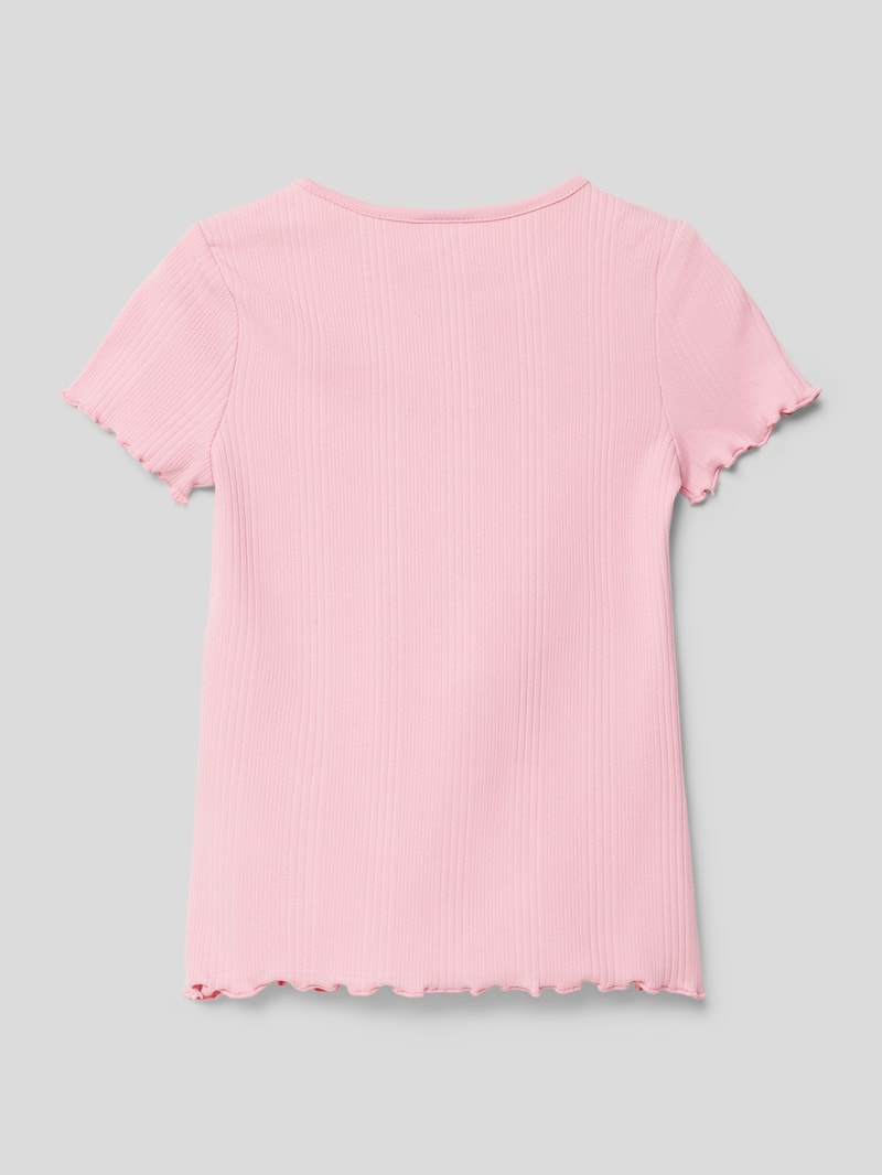 T-Shirt mit Muschelsaum in rosa