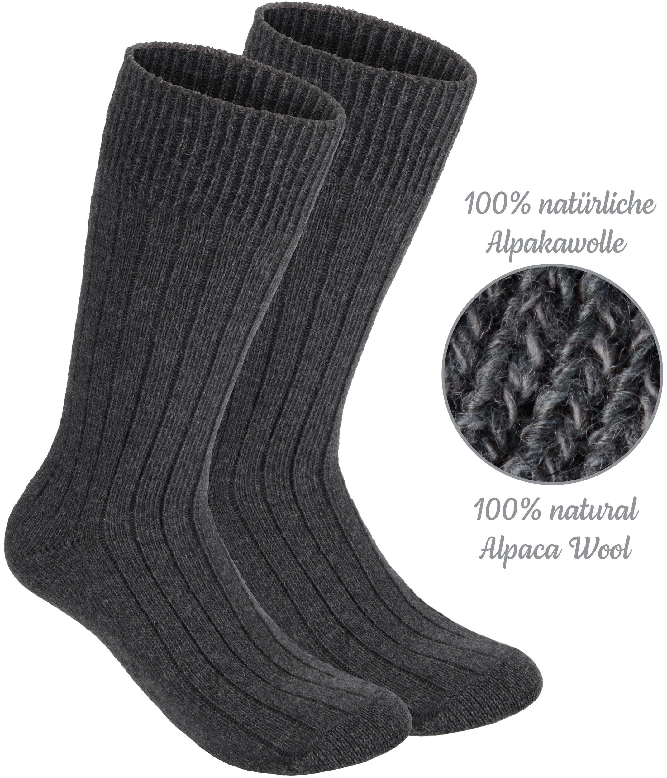 BRUBAKER Socken Alpaka Socken aus 100% Alpakawolle - Warme Feinstrick Wintersocken (Damen und Herren Feinsocken, 4-Paar, Alpakasocken) hohe Unisex Wollsocken für Männer und Frauen