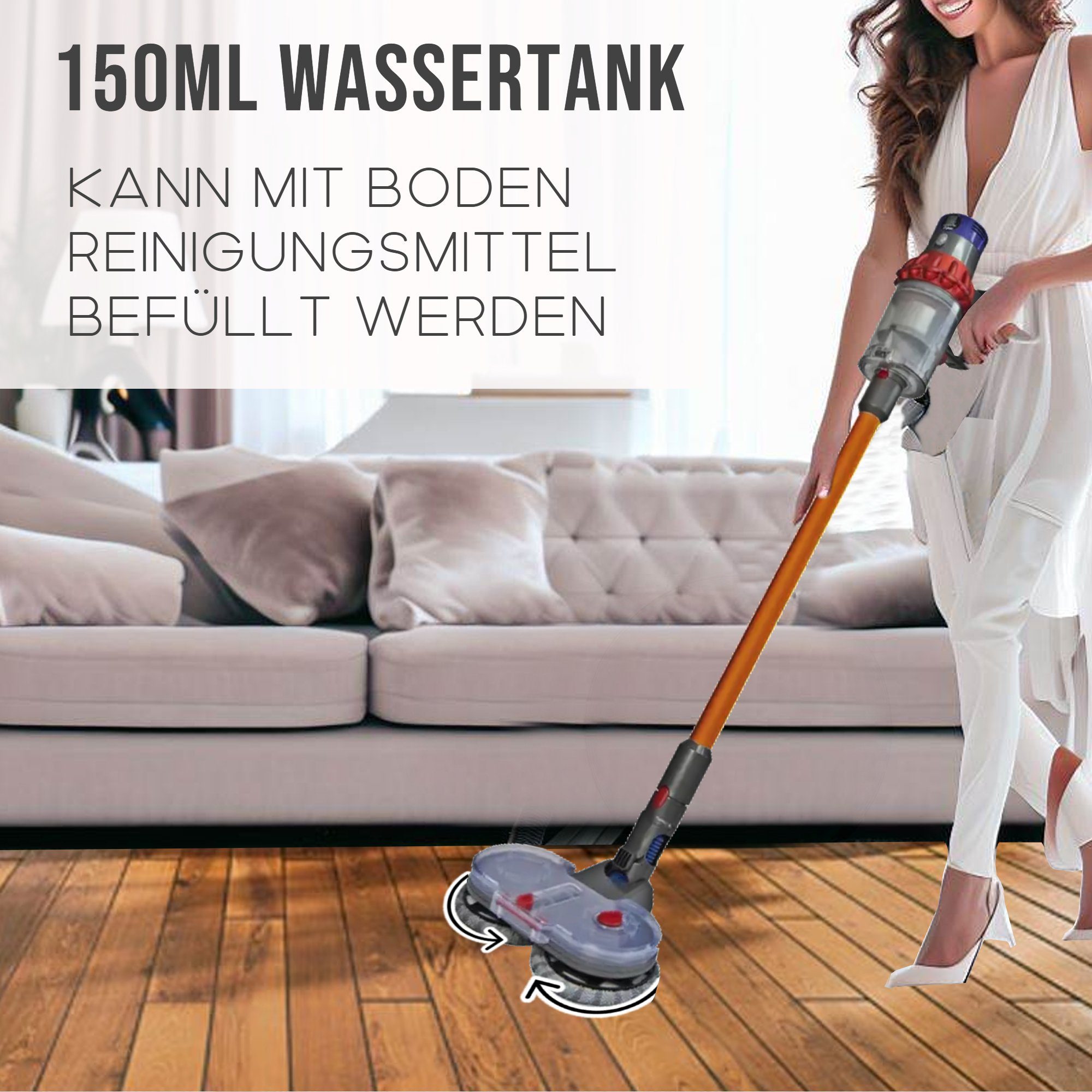 Maxorado Bodendüse Für Dyson Wisch Aufsatz Wischer und Sauger V7 V8 V10 V11 V15, Zubehör für Dyvon V7, Dyson V8, Dyson V10, Dyson V11, Dyson V15, (5-tlg), Um gleichzeitig zu Saugen & zu Wischen