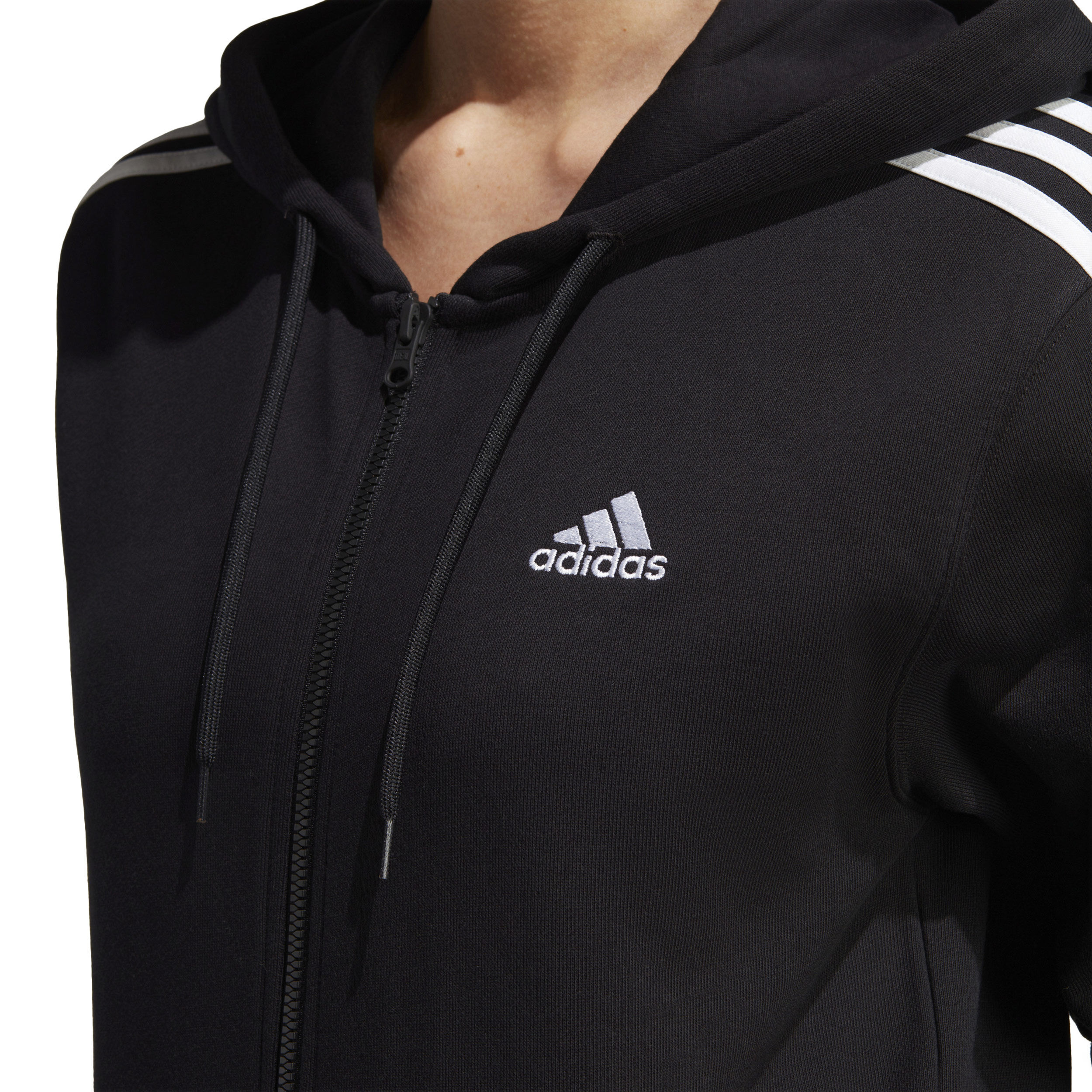 3 Stripes French Terry Sweatjacke Damen - Schwarz, Weiß