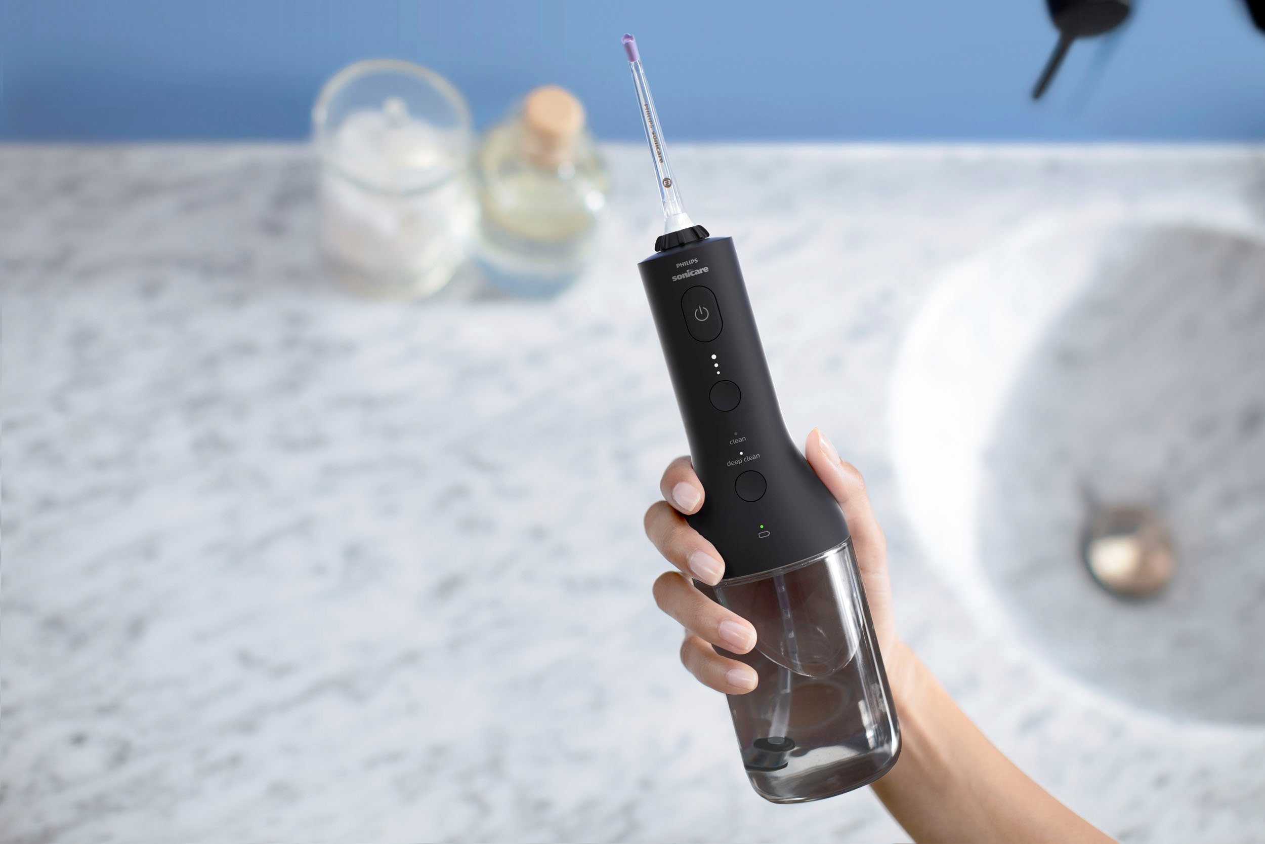 Philips Sonicare Munddusche kabelloser Power Flosser 3000 HX3826, Aufsätze: 2 St., Quad Stream-Technologie, 2 Modi für die Reinigung, 3 Intensitätsstufen