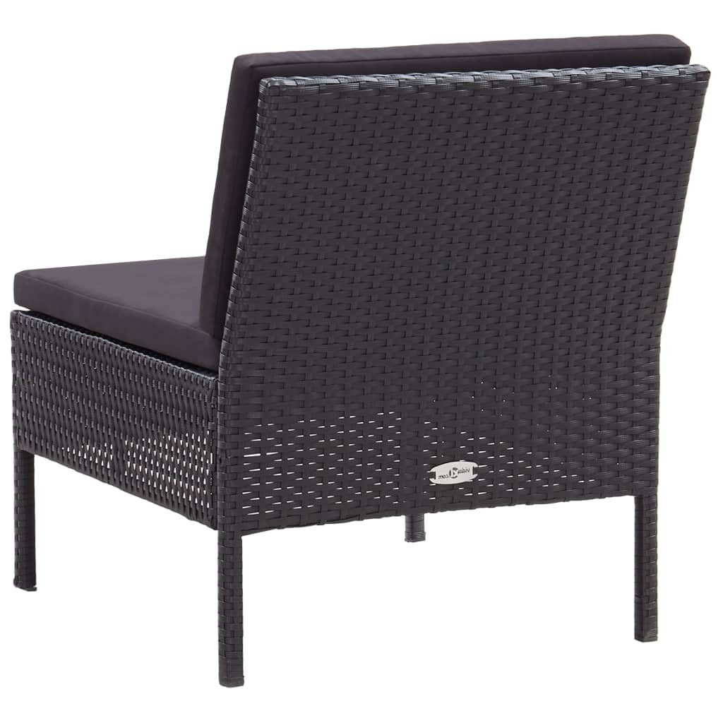 vidaXL Gartenlounge-Set 6-tlg. Garten-Lounge-Set mit Auflagen Poly Rattan Schwarz, (6-tlg)