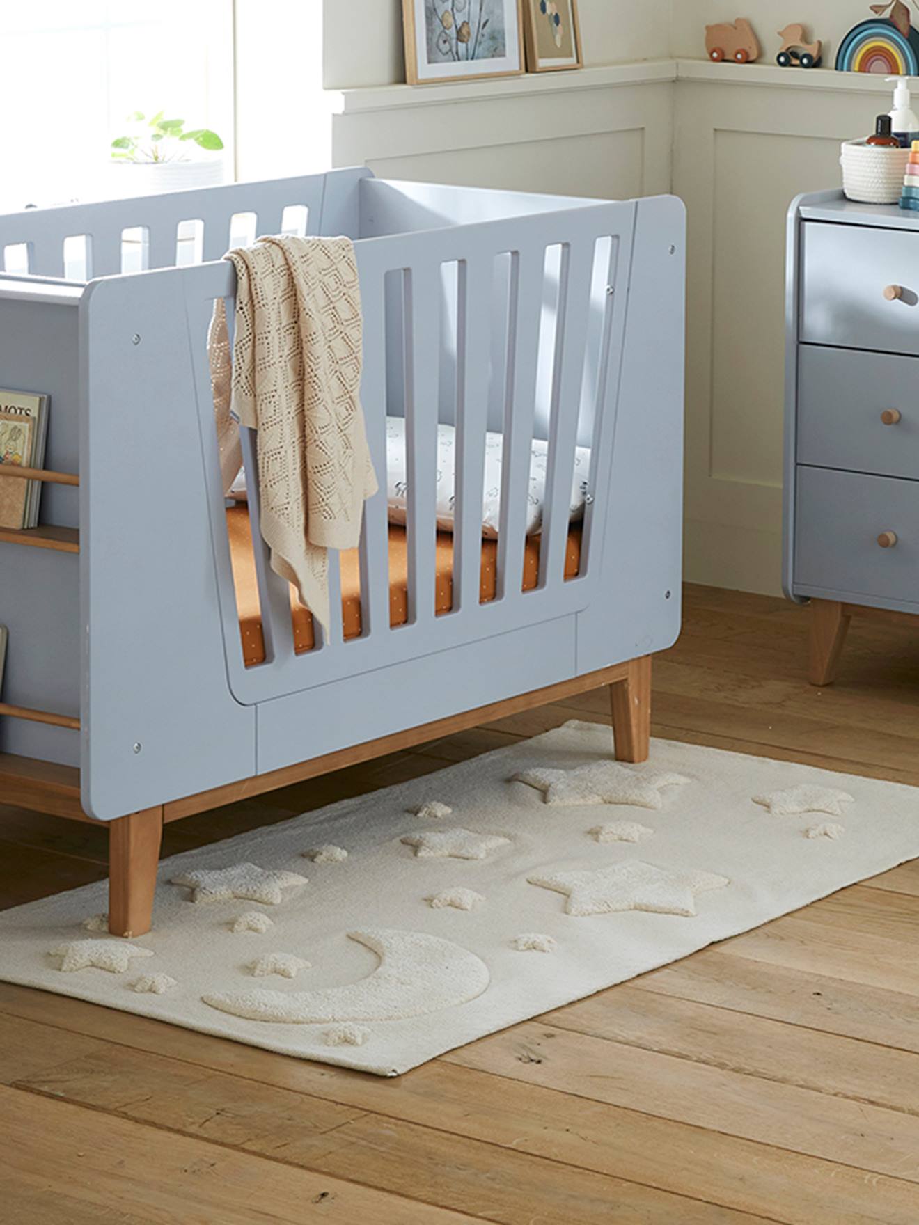 Vertbaudet Kinderzimmer-Teppich LUNA, Mond & Sterne - beige