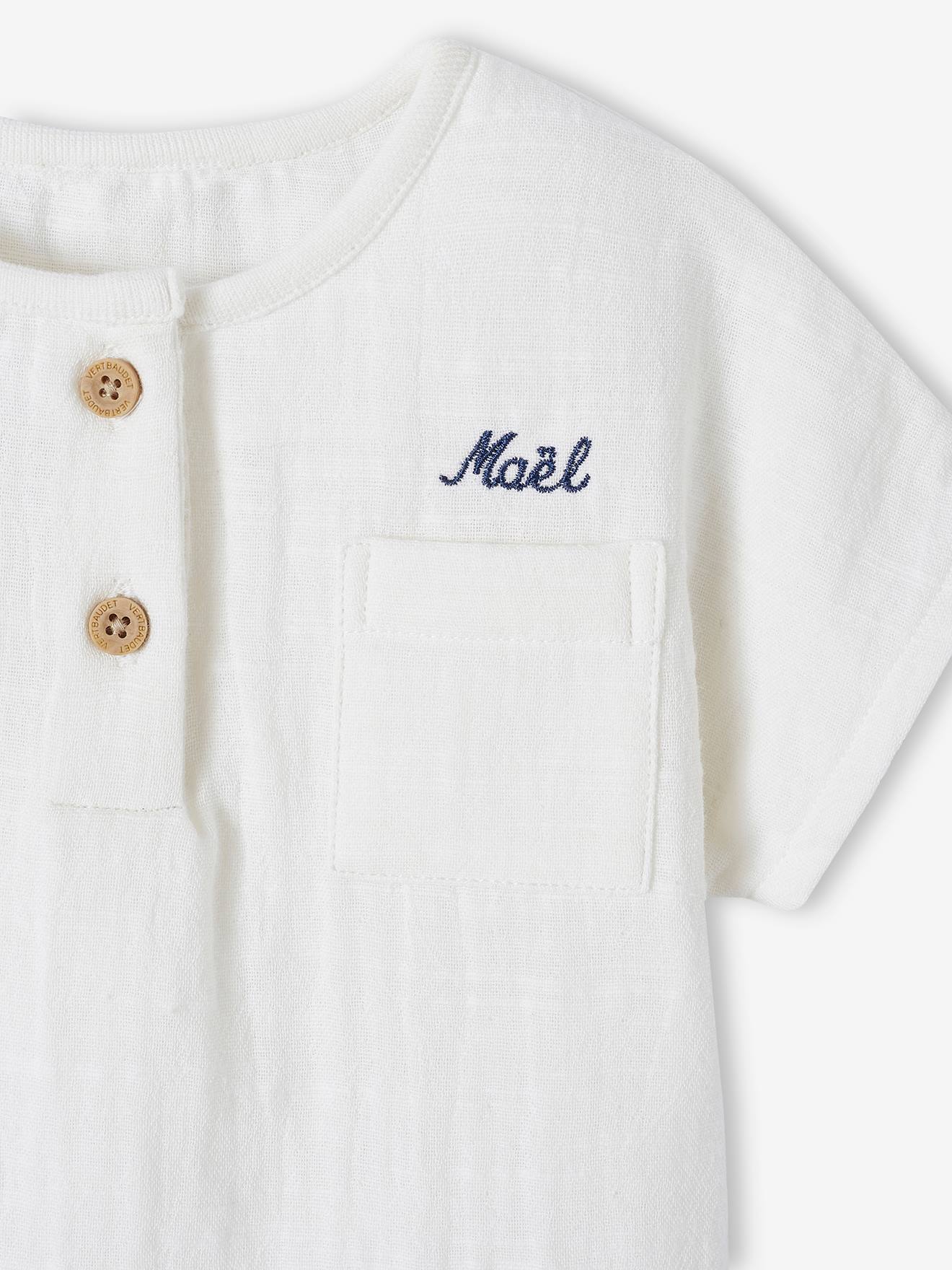 Vertbaudet Baby Henley-Shirt, personalisierbar - wollweiß