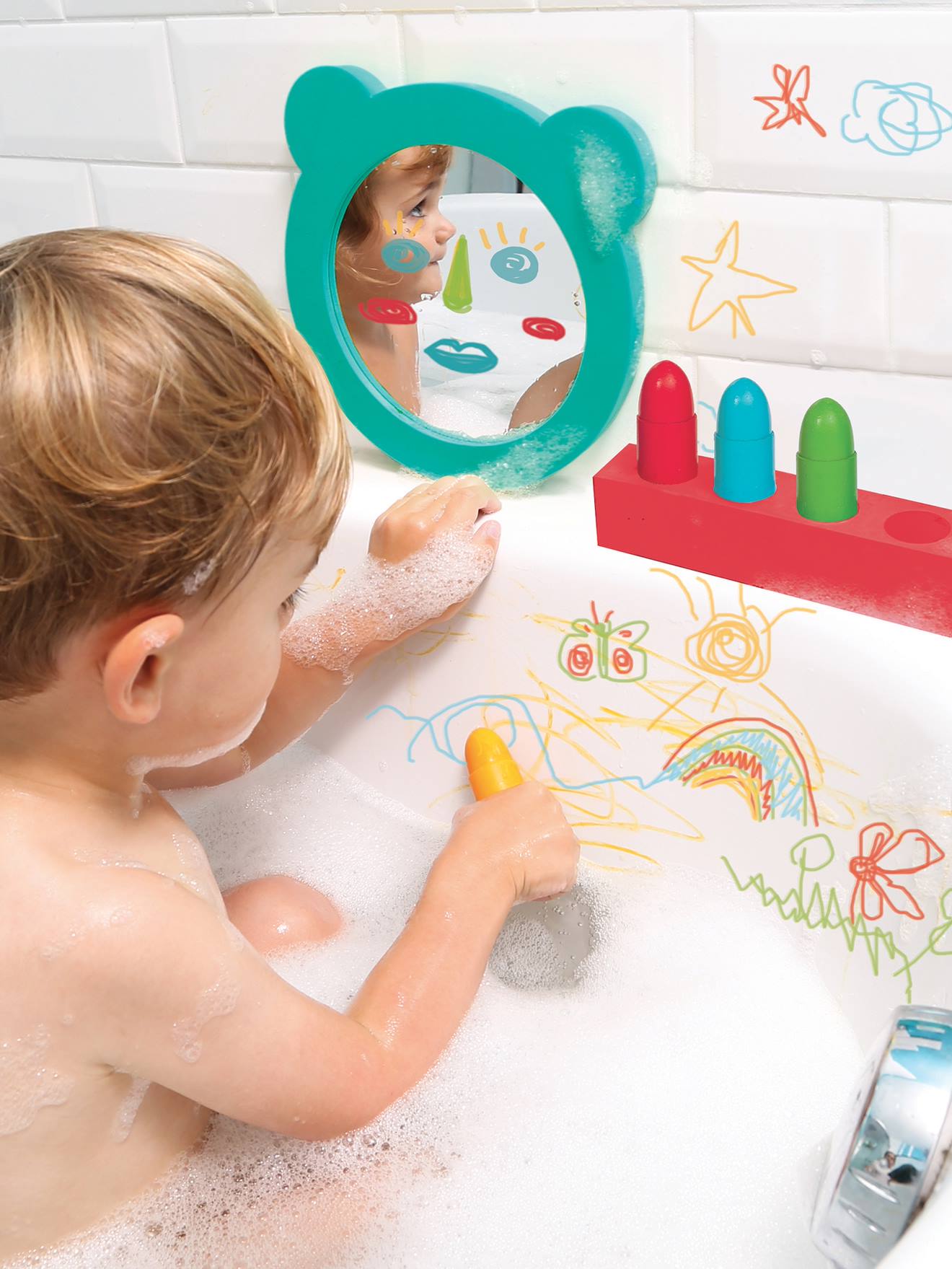 Ludi Baby Badespielzeug AQUACOLOR LUDI, Spiegel & Stifte - mehrfarbig