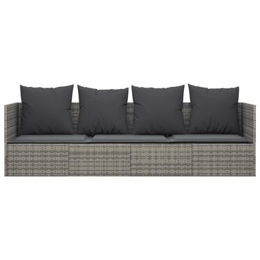 vidaXL Wellnessliege Gartenliege Outdoor-Loungebett mit Kissen Grau Poly Rattan