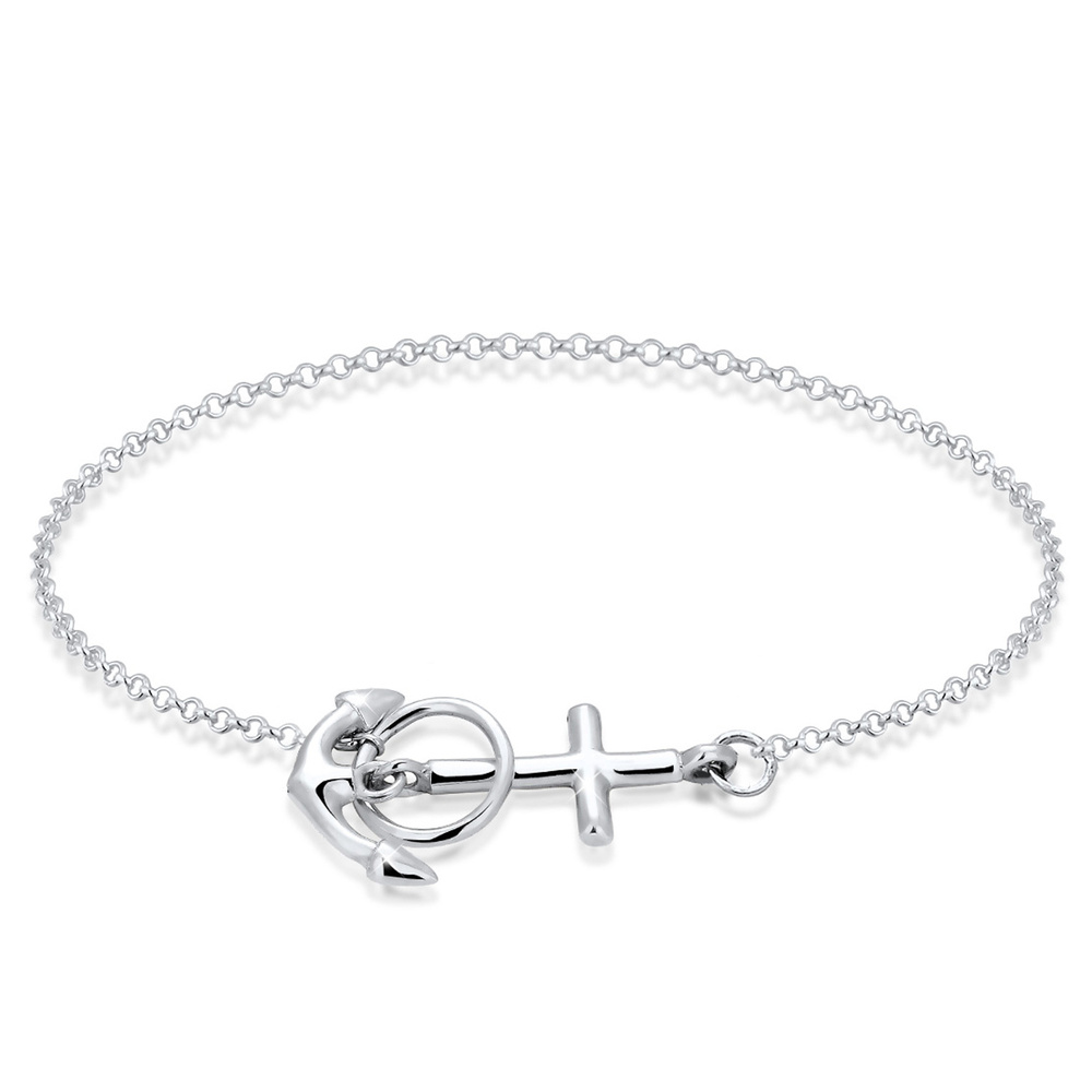 Elli Elli Bracelet Femme Motif de la Coix d'Ancrage en Argent Sterling 925 Bracelet